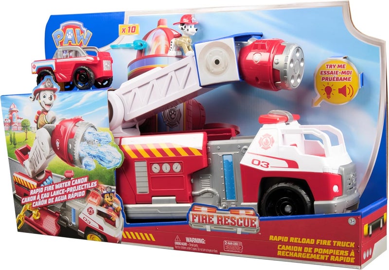 PAW PATROL شاحنة إطفاء باو باترول إنقاذ سريع إعادة تحميل ديلوكس (50.8 سم، أحمر) - Image 1